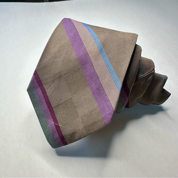 Vtg COLOURS by Alexander Julian Silk Striped Classic Tie - Picture 6 of 6